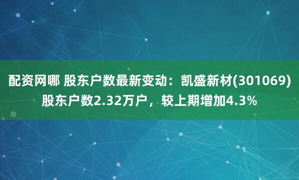 配资网哪 股东户数最新变动：凯盛新材(301069)股东户数2.32万户，较上期增加4.3%